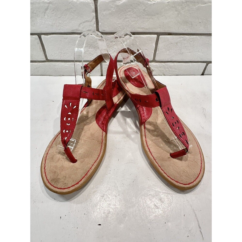 b.o.c. by Born Womens‎ Red Ankle Strap Sandals Sz US 9M